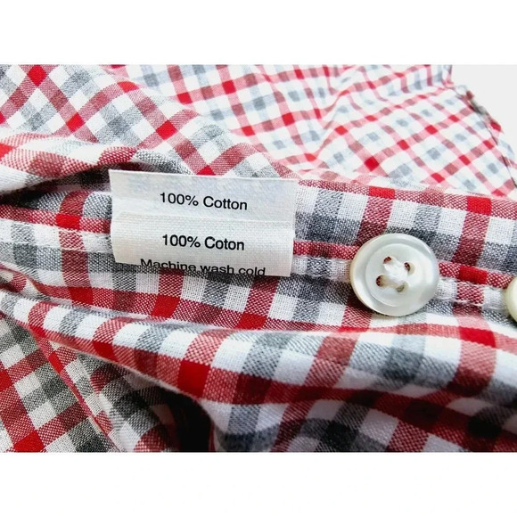 J. Crew Size Small Men Red White Gray Check Button Down Long Sleeve Cotton Shirt - Picture 7 of 10